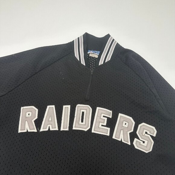 Vintage Majestic Oakland Raiders Mesh 1/4 Zip Jersey XL - Picture 2 of 4